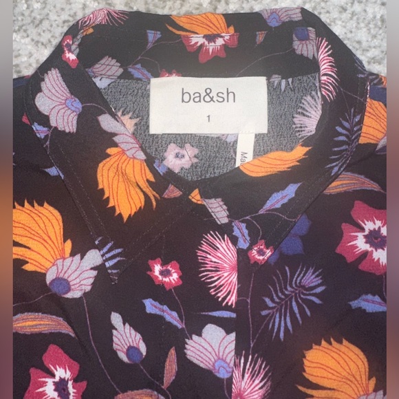 Ba&sh Black and Floral Button-Down Blouse - Size Small - Picture 3 of 4